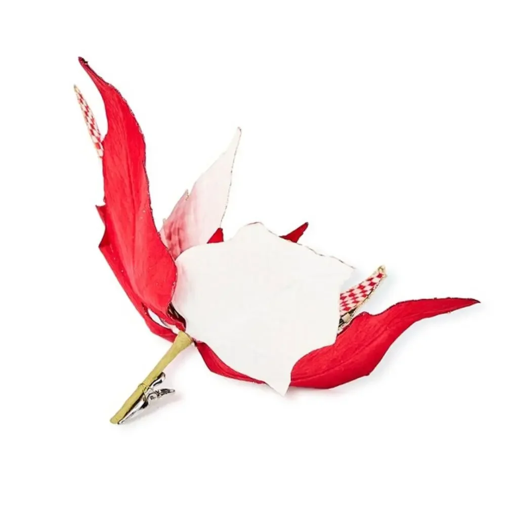 MacKenzie Childs Check It Out Jumbo Poinsettia Clip Festive Holiday New
